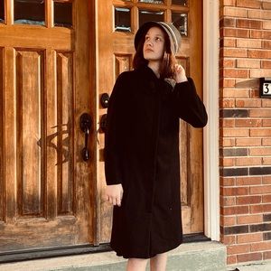 3/$60 Long Black Dress Coat Bow Collar Size 10-12